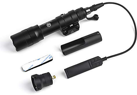 SBGJMY M600DF Tactical Torch Flashlight 1400 Lumen with Pressure Pad and Tail Button Switch Torch for 20mm Picatinny Rail System (Black)