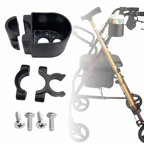 Rohrhalter für Rollator, Walker, Knie Roller - Universal Crutches Stick Bracket Zubehör, passend für Runde Tube 0,96 Durchmesser