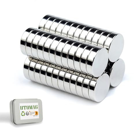 UTOMAG 50 Stück Neodym Magnete 8x3mm, Multi-Use Kleine Runde Powermagnete | Extra Stark Miniatur-Magnete, Scheibenmagnete für Miniaturen, Kühlschrank, Whiteboard, Pinnwand, Büro, Schule, Küche