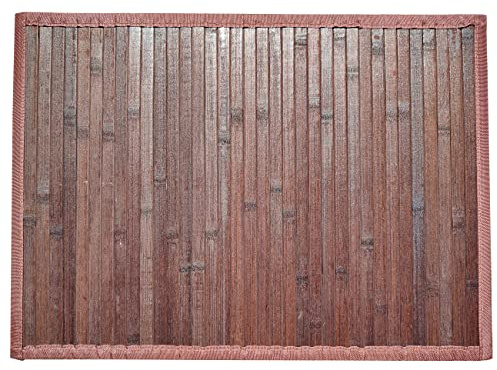 Queensell Bamboo Rug – Bamboo Bathroom Accessories Area Rug – Bath Mat – Bathroom Rugs – Runner Small Rug 17 x 24 Dark Brown