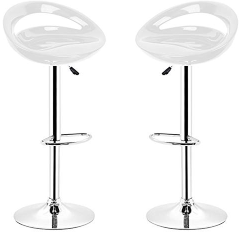 kechao Barhocker 2er Set aus ABS Kunststoff, drehbar und höhenverstellbar von 55 bis 75 cm, für Küche, Terrasse, Bar und Wohnzimmer (2, Weiß)