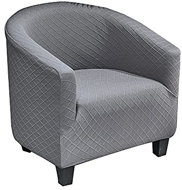 Highdi Sesselschoner Sesselüberwurf mit Elastisch Stretch Husse, Club Chair Einsitzer Schonbezug Einfarbigem Jacquard Sofabezug mit Hoher Dehnung Sessel für Clubsessel Cocktailsessel (Anthrazit)