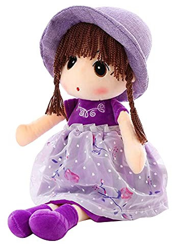 BYNYXI Stoffpuppe Mädchen, 45cm Kuschelpuppe Weiche Stoffpuppe mit Haar Plüschtier Gefüllte Puppe Plüsch Stofftier Mädchen Kuschelpuppe Taufgeschenk Plüschtier Plüsch Spielzeug für Kinder Mädchen