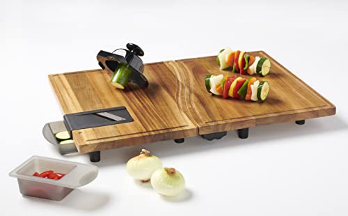 SwingBoard Schneidebrett aus Akazienholz, 6-teiliges Set, Mahlzeitenvorbereitungsstation
