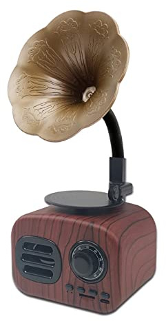 ZXNQ Retro Portable Bluetooth Speaker, Mini Gramophone Phonograph Loudspeaker, TF Card and MP3 Player (Home Bedroom Decor),red wood grain