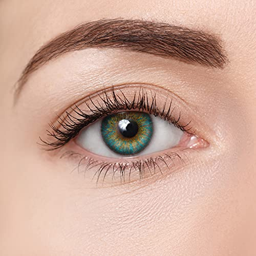 SUUM co. Lentes de contacto de color - Lentes de Contacto de Color - Lentillas de Color sin Graduación, Lentes Mensuales de 30 Días - Color Verde - Eyecolors Contact Lenses (Azul Turquesa)