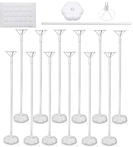 KAYSENSUK 12 Ständer für Luftballons mit Paletten aus Kunststoff, Halterung für Luftballons, Ständer mit Basis für Geburtstagsfeiern, Dekoration für Hochzeiten, Garten und Feiern