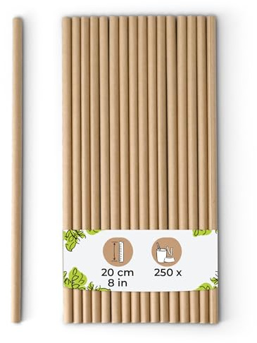 BIOZOYG Papier-Strohhalme 20 cm in braun I Durchmesser von 0,6 cm I nachhaltige Strohhalme für Feste & Gastro I biologisch abbaubar & plastikfrei I aus recycelten Materialien I 250 Stück