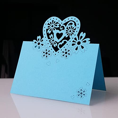 iKesoce Lot de 50 marque-places de table, cartes en carton, bleu