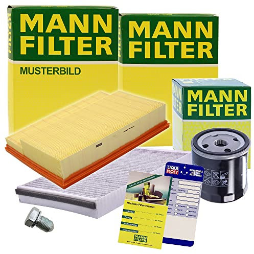 MANN-FILTER Inspektionspaket Filterset 1x Ölfilter, 1x Luftfilter, 1x Innenraumfilter, 1x Ölablassschraube mit Dichtring, 1x Ölwechselanhänger Kompatibel mit OPEL ASTRA H (A04) (L70)
