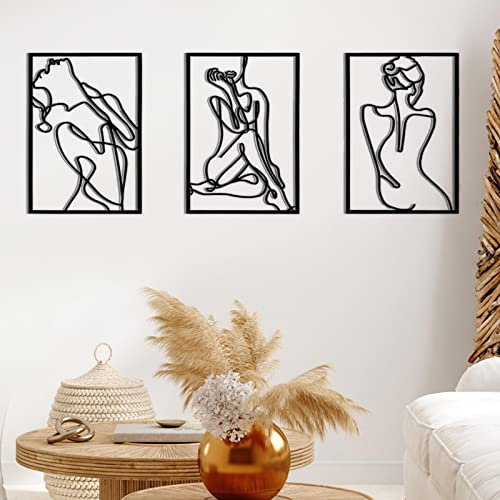 Stronrive 3 Stück Metall Wandkunst Minimalistische Metall Wandkunst Abstrakte Frau Hausdeko Abstrakt Metall Wandkunst Metall Frauen Wandskulptur Moderne Wandskulpturen Zum Aufhängen Für Schlafzimmer