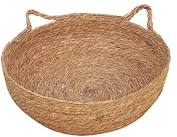 Corbeille pour Chat en Osier - Lit Confortable Rond, Niche Cage en Rotin Tissé à la Main pour Toutes Les Saisons - pour Chaton, Minou, Petit Chien, Animal (Vintage D)