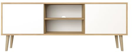 Healancy Biomedical TV Schrank mit Türen - Kommode - Fernsehschrank - Lowboard - Fernsehtisch - Wohnzimmer Möbel - Board mit Stauraum - Tisch - Sideboard - Fernsehrregal - Tv-Schrank weiß