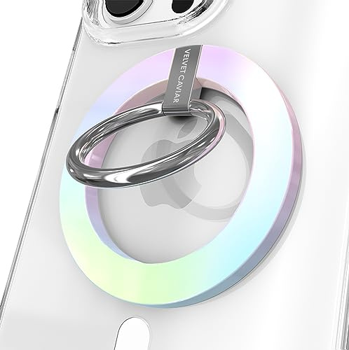 VELVET CAVIAR Compatible with MagSafe Phone Grip - Magnetic Ring Holder with Adjustable Stand - Removable MagSafe Accessories for iPhone 16, 15, 14, 13, 12 (White Opal)