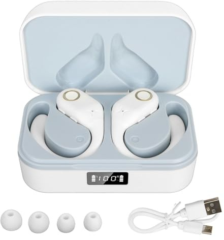 Mehrsprachige Übersetzer-Ohrhörer – Zweisprachige Übersetzung – Kabellos – Echtzeitdolmetschen – 144 Sprachen – Bluetooth-Konnektivität – Ideal für Reisende und Sprachenlernende (Blanco)