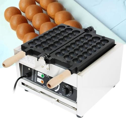 Commercial Waffle Ball Maker, 1400W Nonstick Electric Bubble Skewer Waffle Ball Machine with Time & Temp Control, Electric Ice Cream Cone Waffle Iron Maker for Bakeries,Restaurants,Kiosks