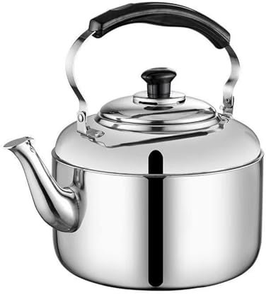 Bouilloire à Thé Sifflante, Épaissi Acier Inoxydable Théière Sur La Cuisinière, Rapide à Bouillir Fond Plat Bouilloire Sifflante, pour Tous Les Types De Poêles (Color : Silver, Size : 6L)