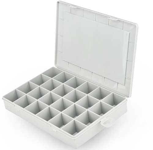 Lemuel's Lockdown Heavy Aufbewahrungsbox für Miniaturen, Modellbaufarben & Zubehör – 24 Fächer Sortierbox für Tabletop, Wargaming, Modellbau & Hobbybedarf – Made in Germany