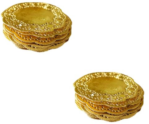 CORHAD 200 Stk Spitzenkuchendeckchen Spitzendeckchen Aus Papier Cupcake-kapazitäten Golddekor Runde Tortenunterlage Kuchen Papierauflage Golden