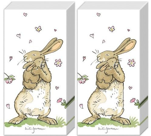 Lot de 20 mouchoirs individuels de Pâques avec une adorable famille de lapins. 2 paquets de 10 mouchoirs individuels en papier imprimés comme cadeau.