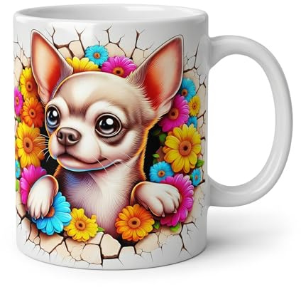 Shopi Zone Taza de cerámica, raza de perro Chihuahua, taza animales, taza creativa, tazas únicas para momentos inolvidables