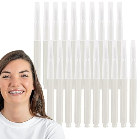 Interdentalbürsten für Zahnspangen - 20 Stück Zahnbürstenreiniger mit Edelstahldraht, Zahnseide Zahnstocher für komplette Mundpflege, tragbares Bürstenset für Zuhause, Schlafsaal, Reisen und Geschäft