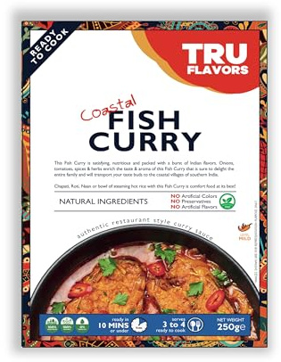 TRU Flavors Costal Fish Curry Paste 250g | Ready to Cook in 15 mins | Serves 3 | Just add Fresh Fish, Mutton, or Meat | No Preservatives | Eat with Chawal or Roti | Indian Masala Gravy