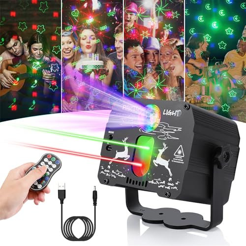 Luce da discoteca, LED controllate con telecomando, 60 motivi per compleanno, festa, Natale, casa, decorazione natalizia, Carnevale