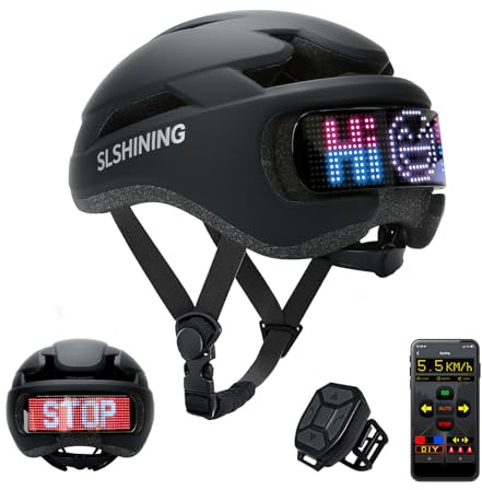 Casco da ciclismo con display a LED personalizzabile, casco da bici da strada e mountain bike con 8 prese d'aria e cinturino regolabile, fodera in EPS leggero, casco da bicicletta MTB