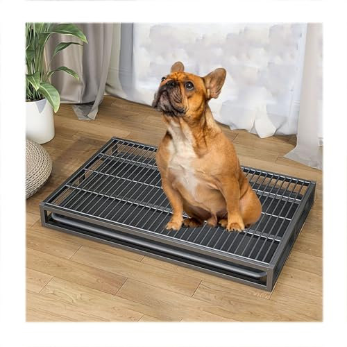 Generisch Hundetoilette für drinnen und draußen, Hundetoilette aus Edelstahl, Trainingstablett für Hunde, tragbare Hundetoilette, leicht zu reinigen, 95 x 64 x 10 cm