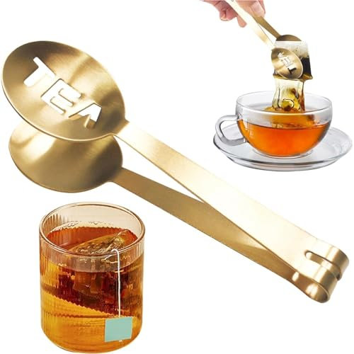 Addein 1 Pack Tea Bag Squeezer Tongs, Stainless Steel Teabag Squeezer Tool, Tea Bag Holder Tea Tongs Strainer Clip Spoon for Gripping Tea Bags Ice Sugar Cubes