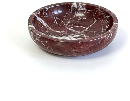 Marmorschale 20 cm, violett-rote Naturstein Deko für Couchtisch