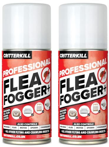 CritterKill Professional Flea Killer Smoke Fogger 150ml Twin Pack - Total Release Automatic One Shot Fogging Insecticide for Fleas - Kill Fleas Quickly in the Home