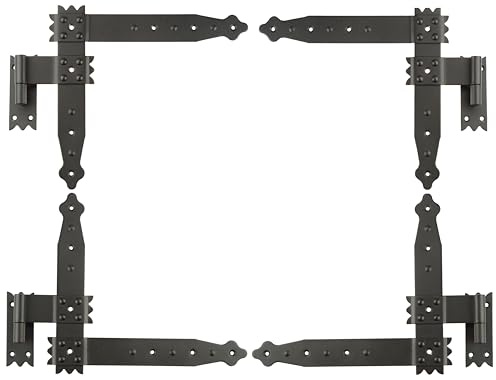 FEINZ Fensterladen Scharniere 25x23 cm 4 Stück | Scharnier, Schwarz, Türscharniere außen, Türscharnier, Türband, Holztore, Verriegelung, Door Hinges
