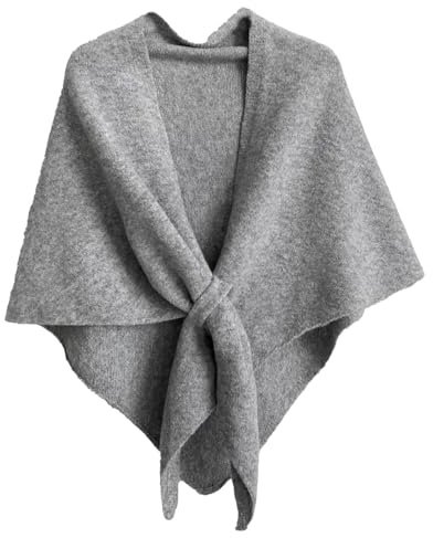 2025 Pashmina sjal wraps kvinnor stickade sjalar och sjalar, cardigan cape ull kashmir axel topp tröja sjal halsduk, Grått, one size