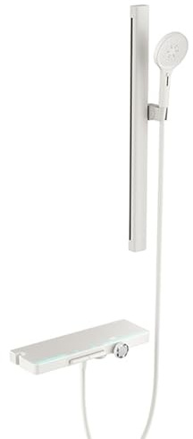 XJTNLB Grifo Bañera y Ducha Leche Blanca Griferia Bañera Barra de Ducha Pared con Indicador de Temperatura