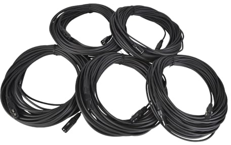 20m XLR Leads Pack of 5 Microphone Long Cables for PA Speaker Pro OFC