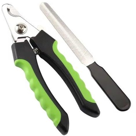 Elvara Dog Nail Clippers and Cat Nail Clipper Set with Light—Safe, Easy, and Precise Grooming Tool for Dogs, Cats, Puppies, and Small Pets (Green)