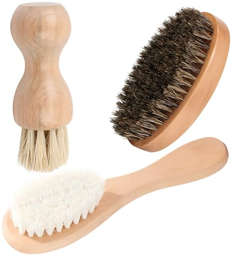 Gemüsebürste 3-teilig, Pilzbürste Krümelbürste für Küchenpinsel, Wurzelbürste Kartoffelbürste Champignonbürste, Holz Gemüsebürste Set mit Naturborsten