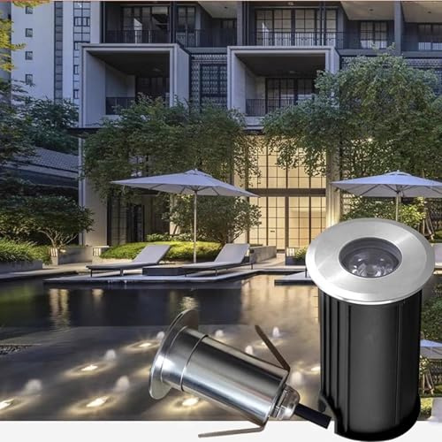Mini Lampe De Sol Extérieure – 12V/24V Lumières Enterrées Extérieures, Lumières De Paysage Rondes, Projecteur LED En Acier Inoxydable Étanche IP68, Lumière De Jardin(Warm White 3000K,52x82mm(12V))
