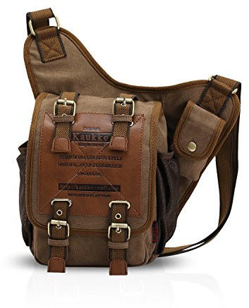 FANDARE Retro Brusttasche Leinwand Umhängetasche Herren Sporttasche Rucksack Schultertasche Daypacks Grosse Sling Bag für Outdoor Reisen Wandern Radfahren Bergsteigen Reisen Dauerhaft Schwarz