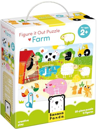 Banana Panda - Figure It Out Puzzle - Farm - Anfängerpuzzle mit Tierfiguren - für Kinder ab 2 Jahren Mehrfarbig 31 Stück (1er Pack)