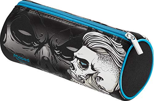 Maped - Feder-Mäppchen, Schlamper-Mäppchen, Schüler-Etui aus Neopren, groß in runder Form 21x8x8 cm - mit SKULLS Totenkopf Motiven