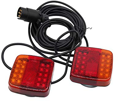 ETUKER LED Magnetic Anhänger Rücklicht Kit, 12V Anhänger Rücklicht Kontrollleucht Wasserdichte Rückleuchten, Mit Kennzeichenleuchte, Mit 7,5 M Kabel 7 Polig Stecker, Für Wohnwagen/RV/Anhänger(20 LED)