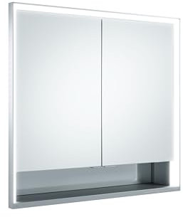 KEUCO Royal Lumos LED Spiegelschrank mit 2 Türen und offenem Fach, 80 cm, Made in Germany, Einbau, Aluminium-Korpus, Seiten verspiegelt, Beleuchtung dimmbar, Lichtfarbe einstellbar