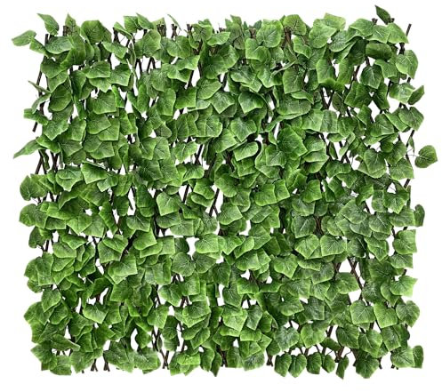 Garden Land Recinzione espandibile per la Privacy, per Balcone, Patio, Esterni, Pannello Decorativo in Finta edera, siepi Artificiali (Foglie su Un Solo Lato)... 2
