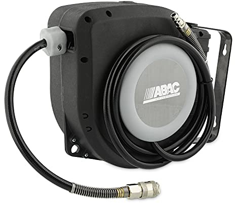 ABAC Enrouleur de Tuyau Automatique G-8/12, 9 Mètres de Tuyau PVC, Enrouleur de Tuyau avec Boîtier Pivotant à 180 degrés, 2 Vis de Montage Incluses, 9 Mètres, Noir