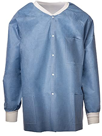50 Pack Tronex Disposable Lab Jackets, Unisex Hip-Length Disposable Jackets with Long Sleeves (XL)