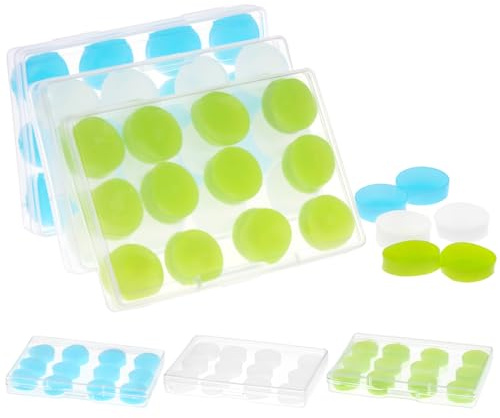 QWORK® 36 Pairs Soft Ear Plugs for Sleeping, Reusable Silicone Earplugs Noise Reducing Sound Blocking for Sleeping, Swimming, Travelling, Office, Concerts, Study (Blue, Green, White)