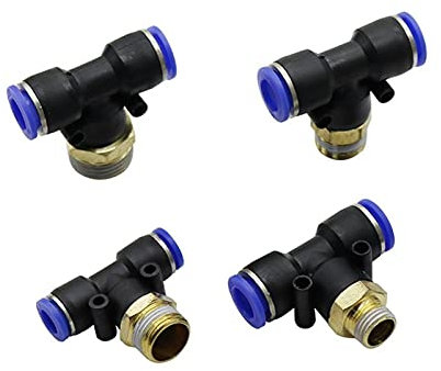 XINHUIPART Garden Plumbing Adapter 12mm Hose Connection Interface To 1/8''1/4''3/8''1/2'' Male Thread Three-way Joint Atomization Irrigation System Adapter 4Pcs (Color : 12mm 1I8 inch)